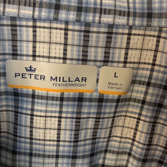 Blue plaid Peter millar button down shirt short sleeve - Picture 3 of 3